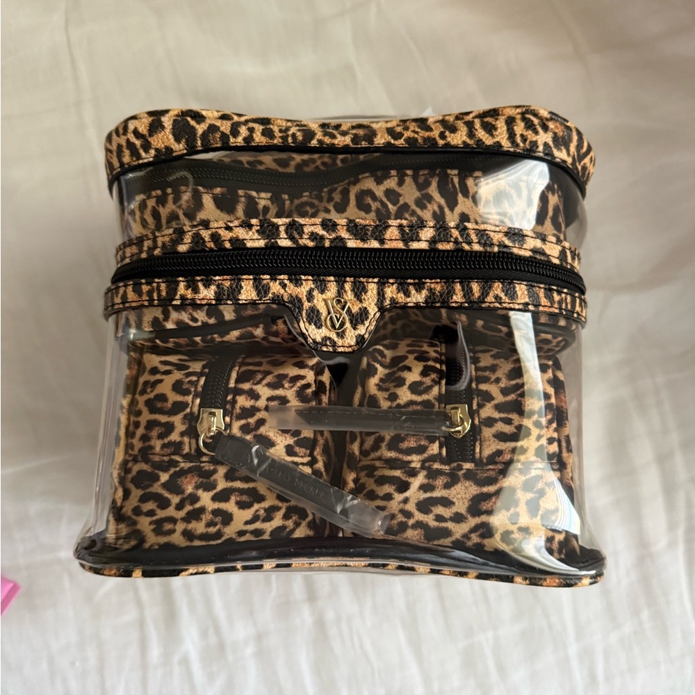 Victoria secret Leopard Print Clear Travel Bag Set